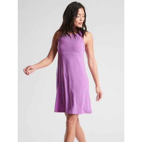Athleta Women Santorini High Neck A-Line Dress Purple Sleeveless Size Medium - Picture 1 of 12